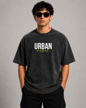 Urban Rebel LAVA DYE Acid Wash Oversized T-Shirt Black