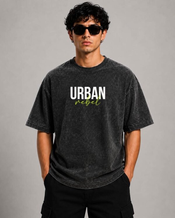 Urban Rebel LAVA DYE Acid Wash Oversized T-Shirt Black